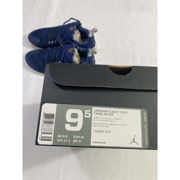 New Mens Size 9.5 Blue Jordan Flight Flex TRNR Jeter Training Shoes 715855 402